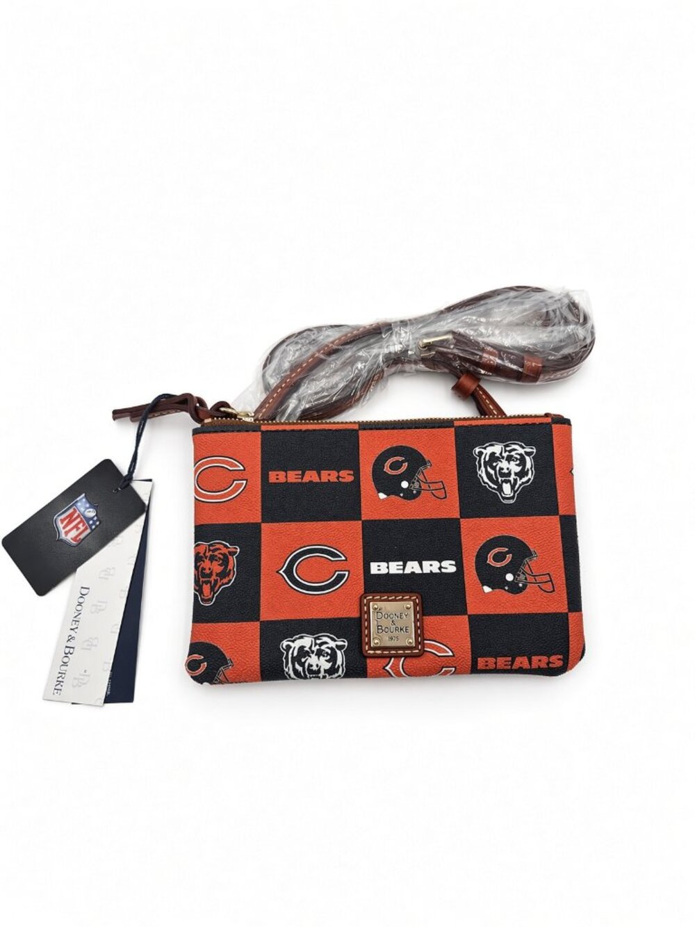 NWT Dooney & Bourke Chicago Bears Top Zip Crossbody | Navy Orange